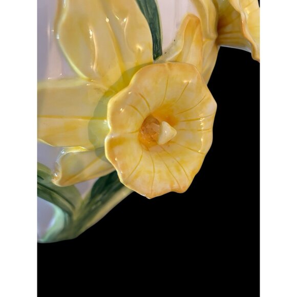 Fitz And Floyd 3D Daffodil Cache Pot Planter Vintage EUC 1990 Japan Large 9.5x10 - Picture 2 of 14